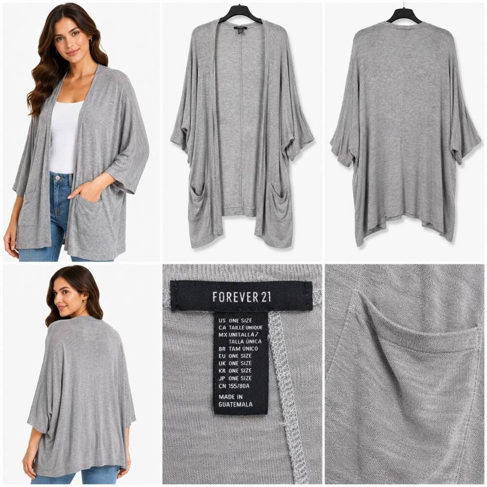 Forever 21 One Size Gray Open Cardigan